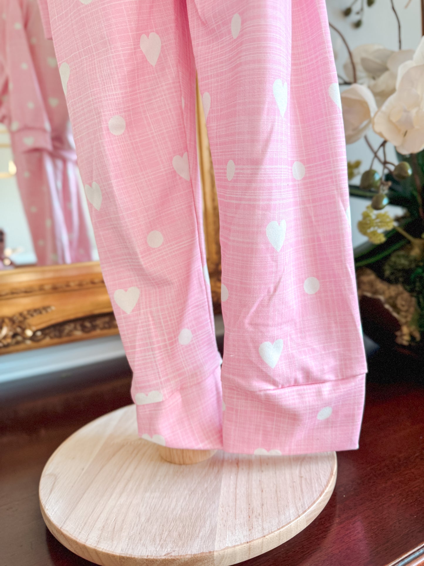 Girls Pink Hearts Pajama Set