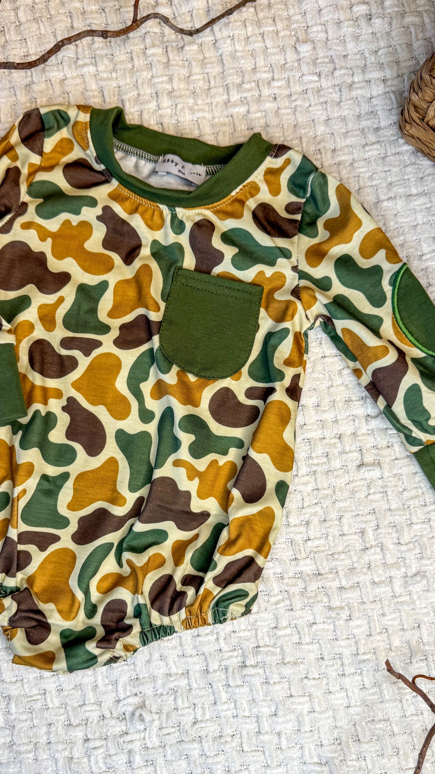 Boys Camouflage Bubble Romper