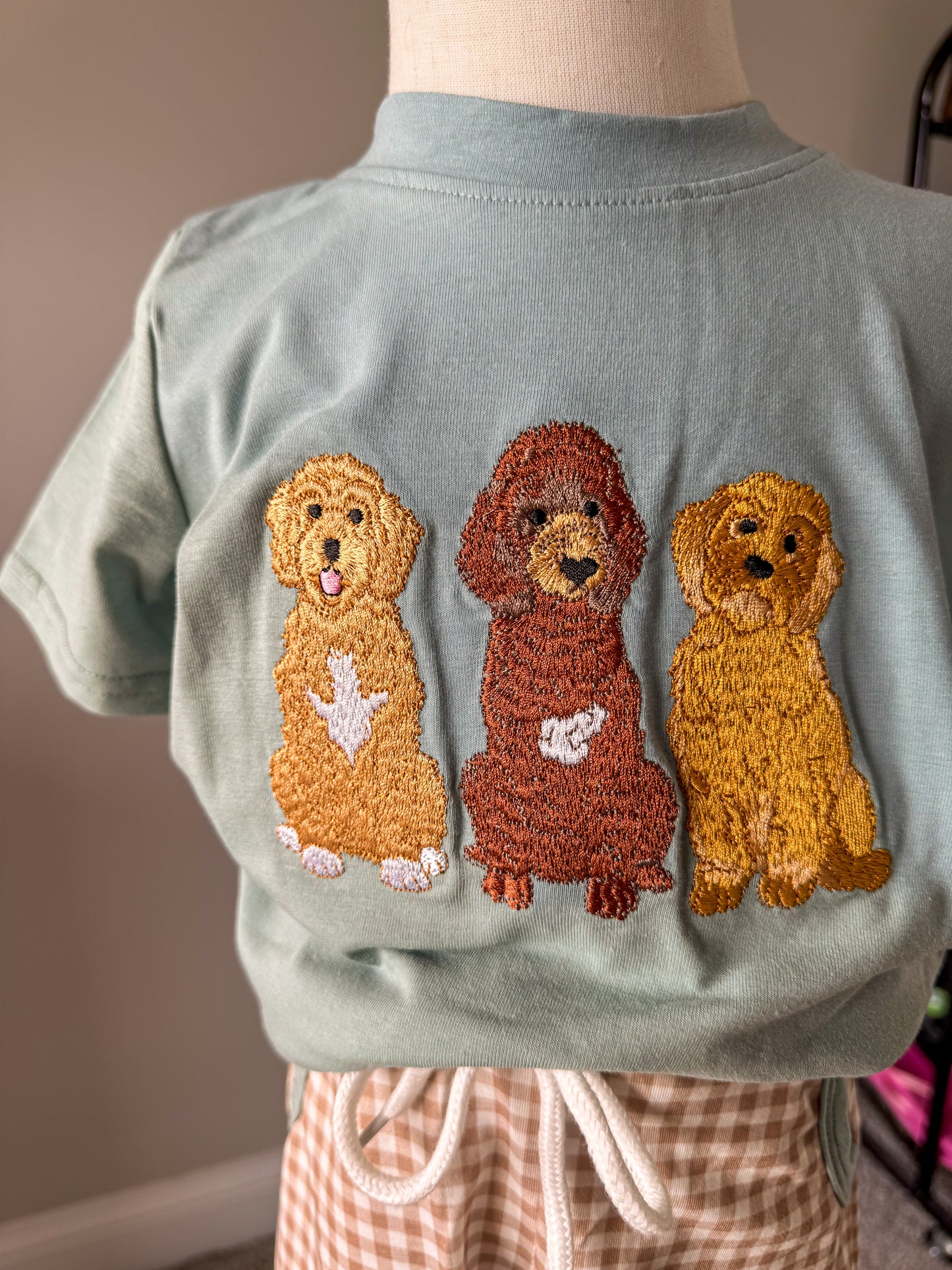 Boys Embroidered Doodle Dog Gingham Short Set