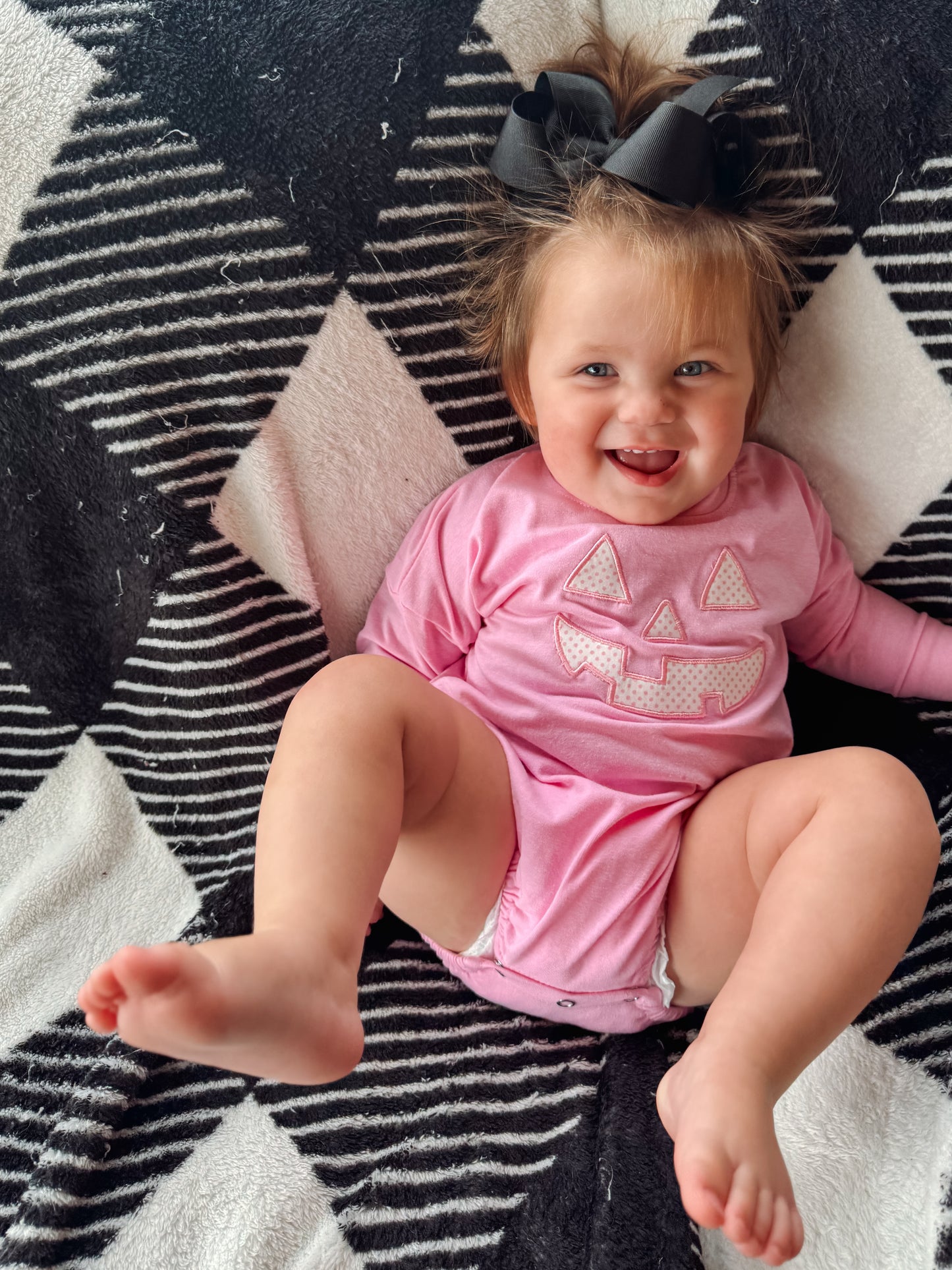 Pink Girls Jack-o-Lantern Bubble Romper