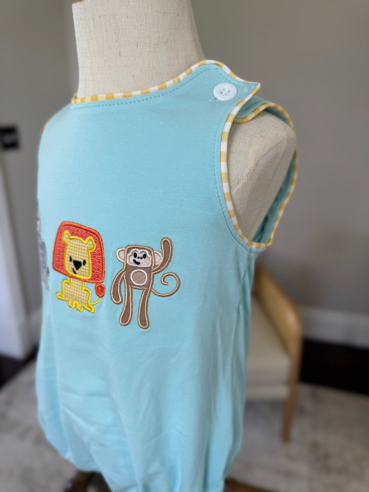 Zoo Animals Applique Boys Bubble Romper