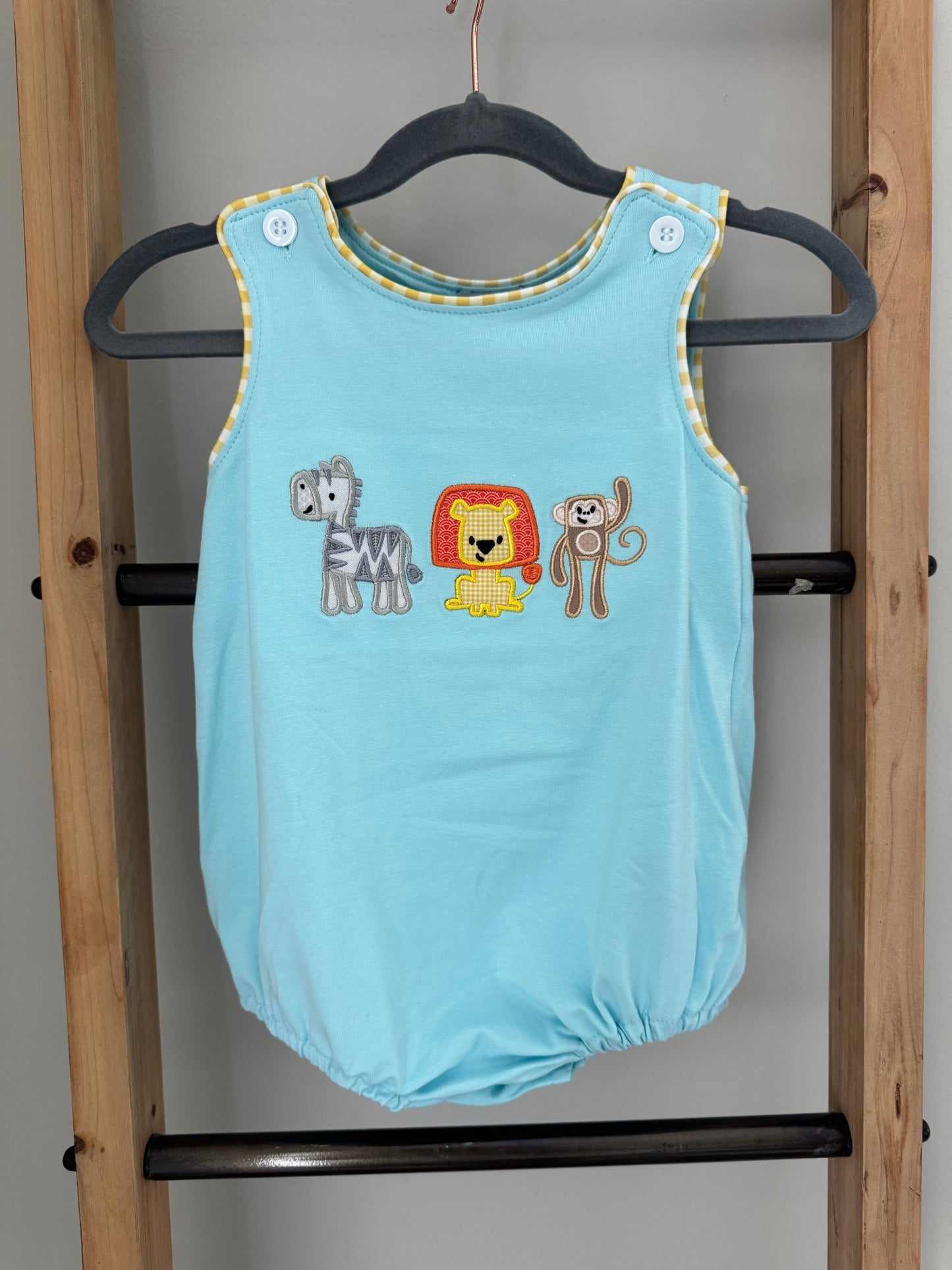 Zoo Animals Applique Boys Bubble Romper