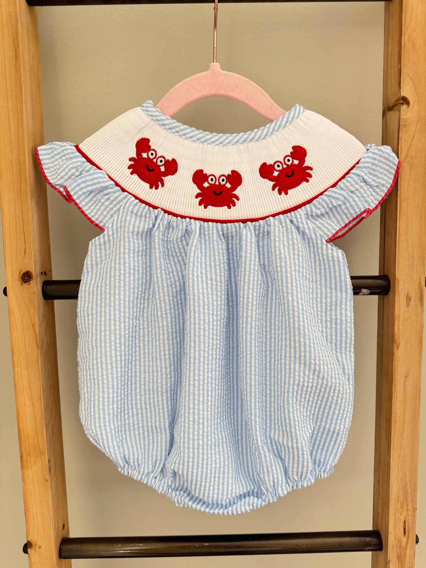 Crab Smocked Bubble Romper