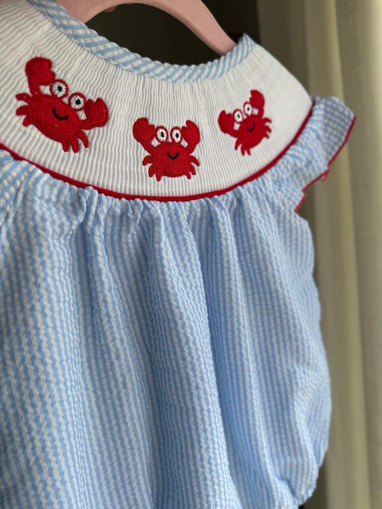 Crab Smocked Bubble Romper