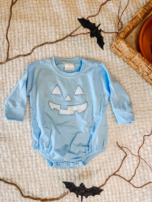 Blue Jack-o-Lantern Bubble Romper