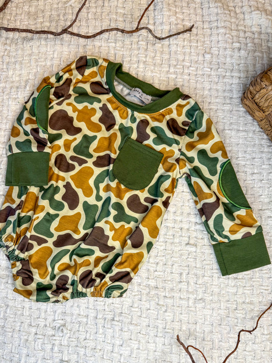 Boys Camouflage Bubble Romper