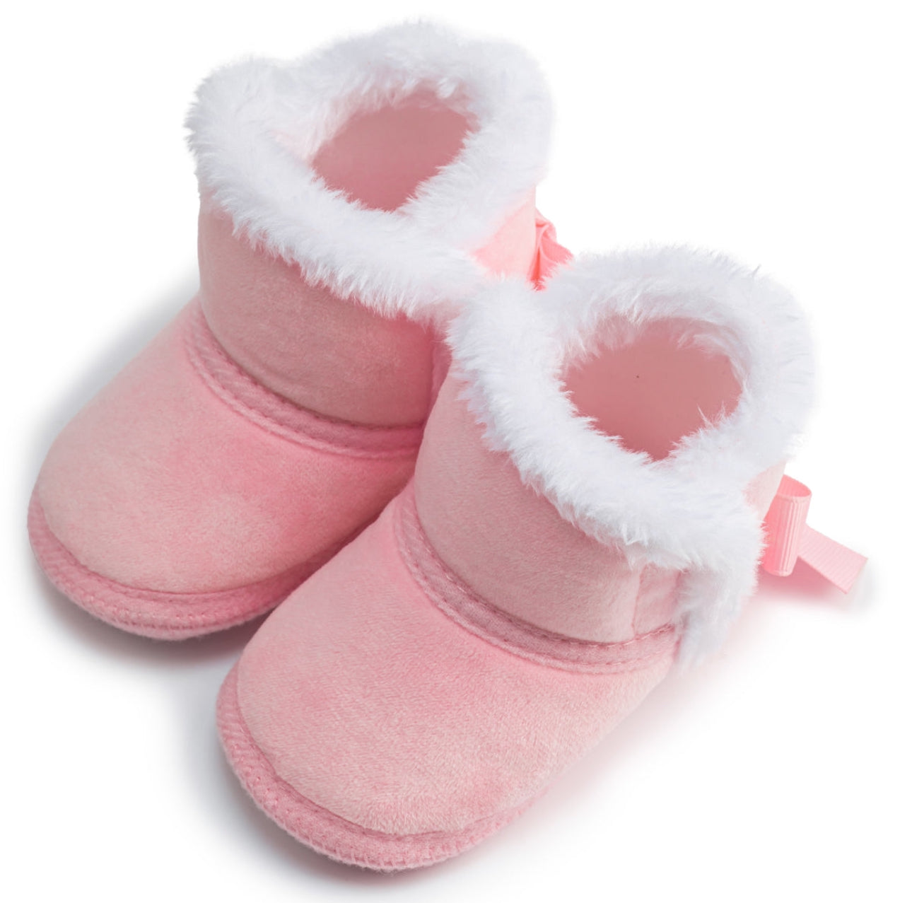 Pink Faux Fleece & Fur Infant Booties