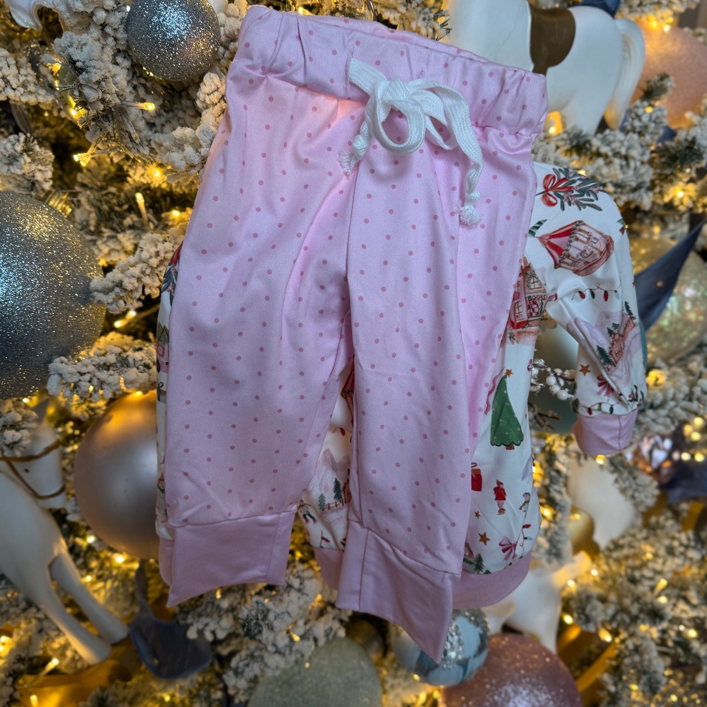 Pink Christmas Village Crewneck and Pant Set