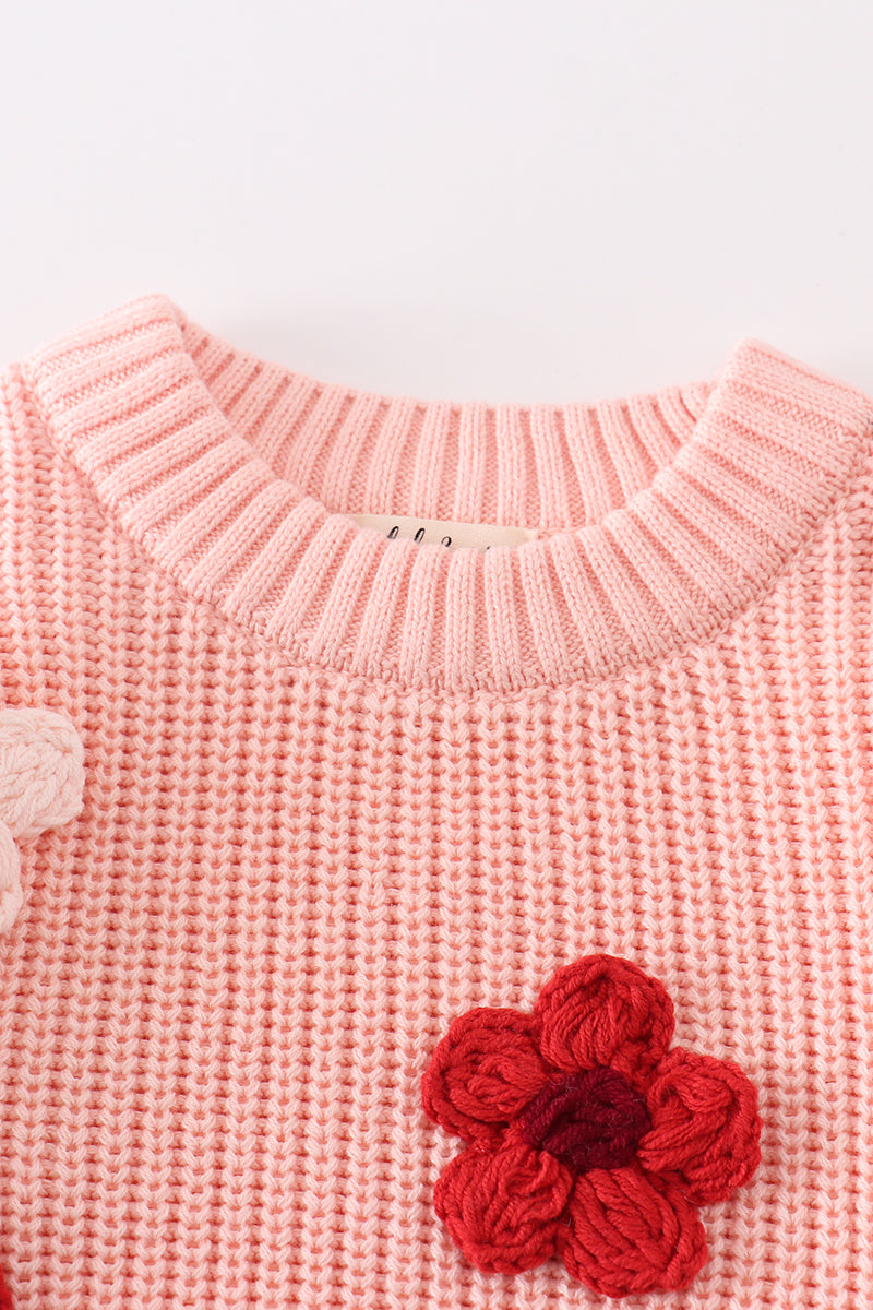 [PREORDER] Peach Floral Hand Embroidered Girls Sweater