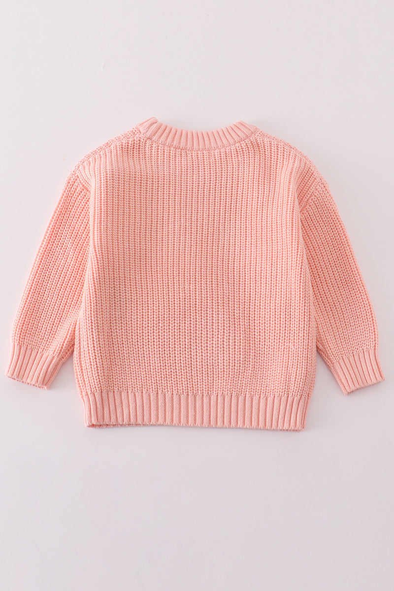 [PREORDER] Peach Floral Hand Embroidered Girls Sweater