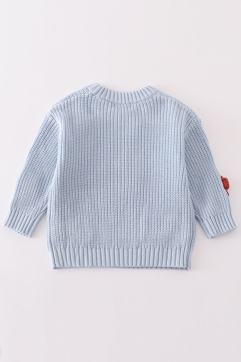 [PREORDER] Light Blue Floral Hand Embroidered Girls Sweater