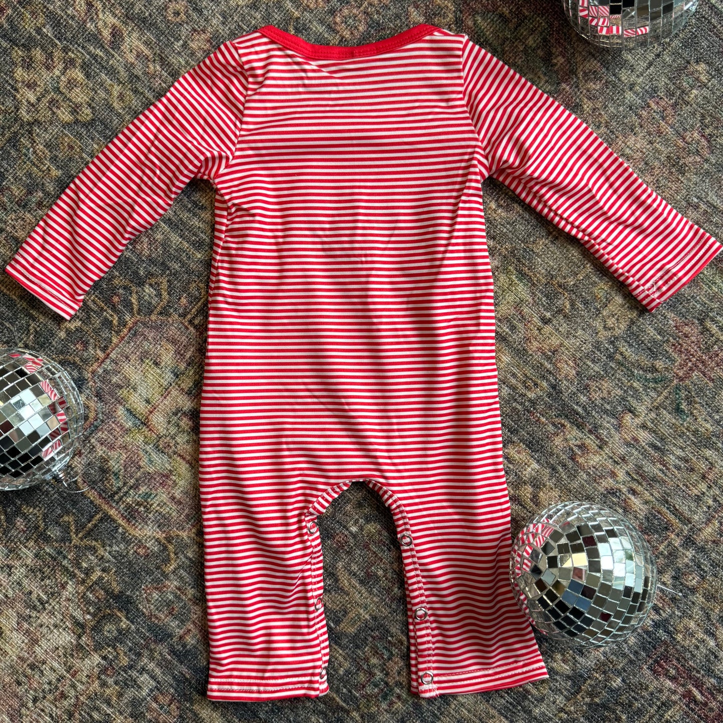 Red Santa Milk and Cookies Appliqué Baby Boy Romper