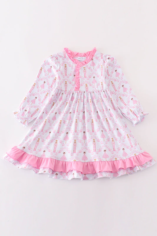 Premium Pink Nutcracker Print Ruffle Pajama Gown