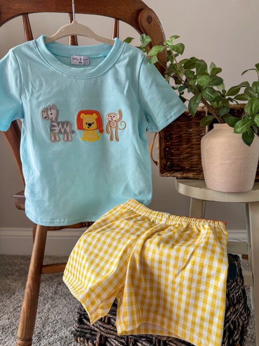 Zoo Animals Applique Short Set