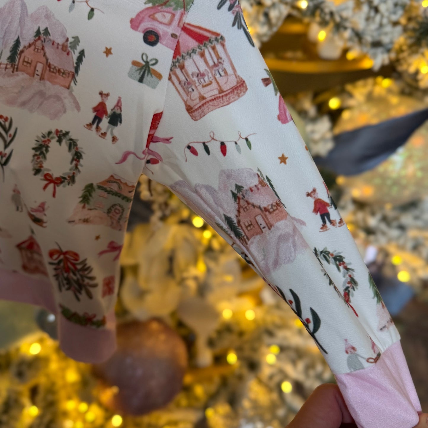 Pink Christmas Village Crewneck and Pant Set