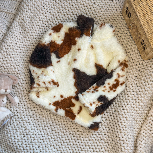 Cow Print Baby Sherpa Pullover