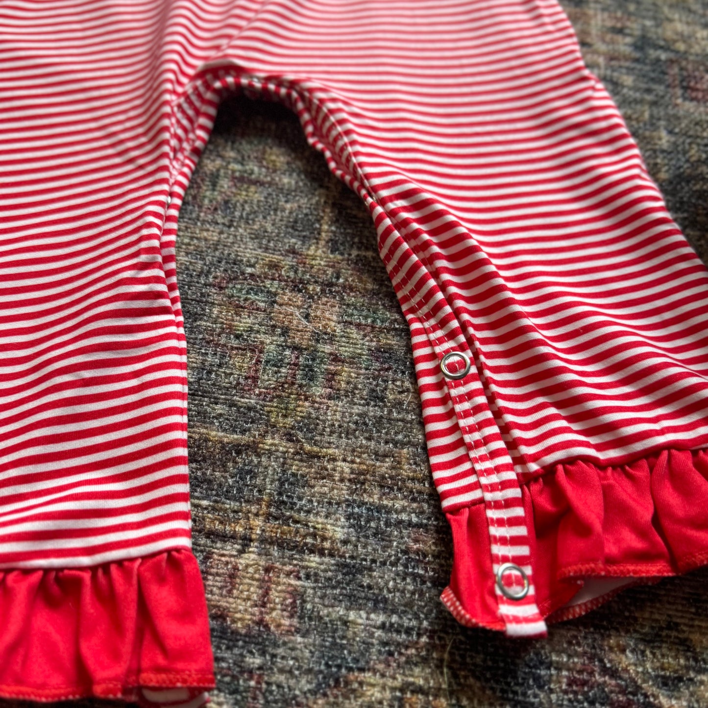 Red Santa Milk and Cookies Appliqué Ruffle Romper