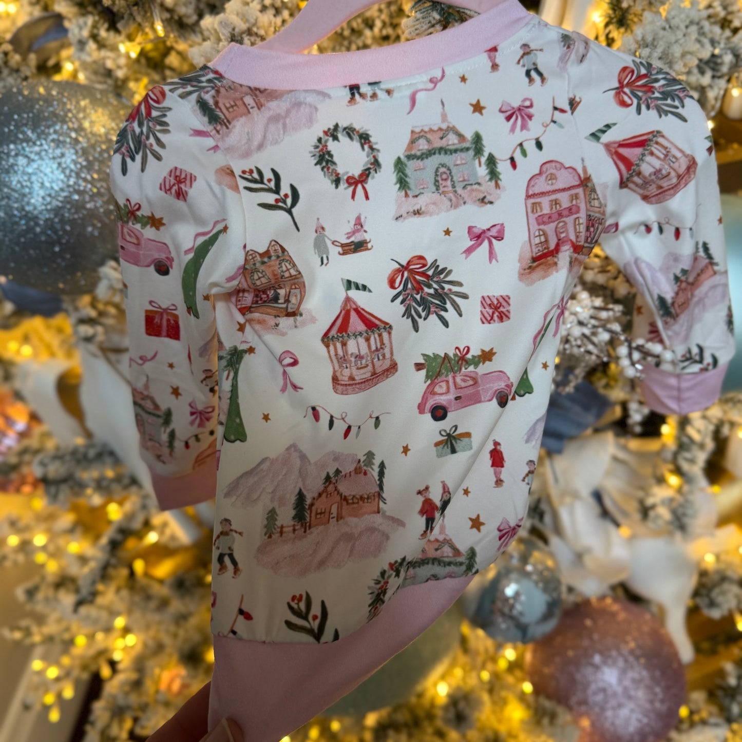 Pink Christmas Village Crewneck and Pant Set