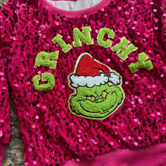 Grinchy Hot Pink Sequin Crewneck