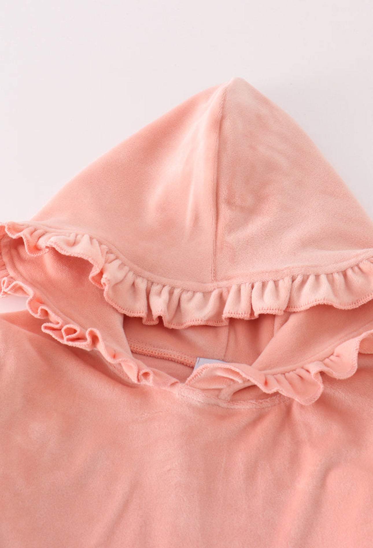 Peach Velvet Ruffle Hoodie Jogger Set