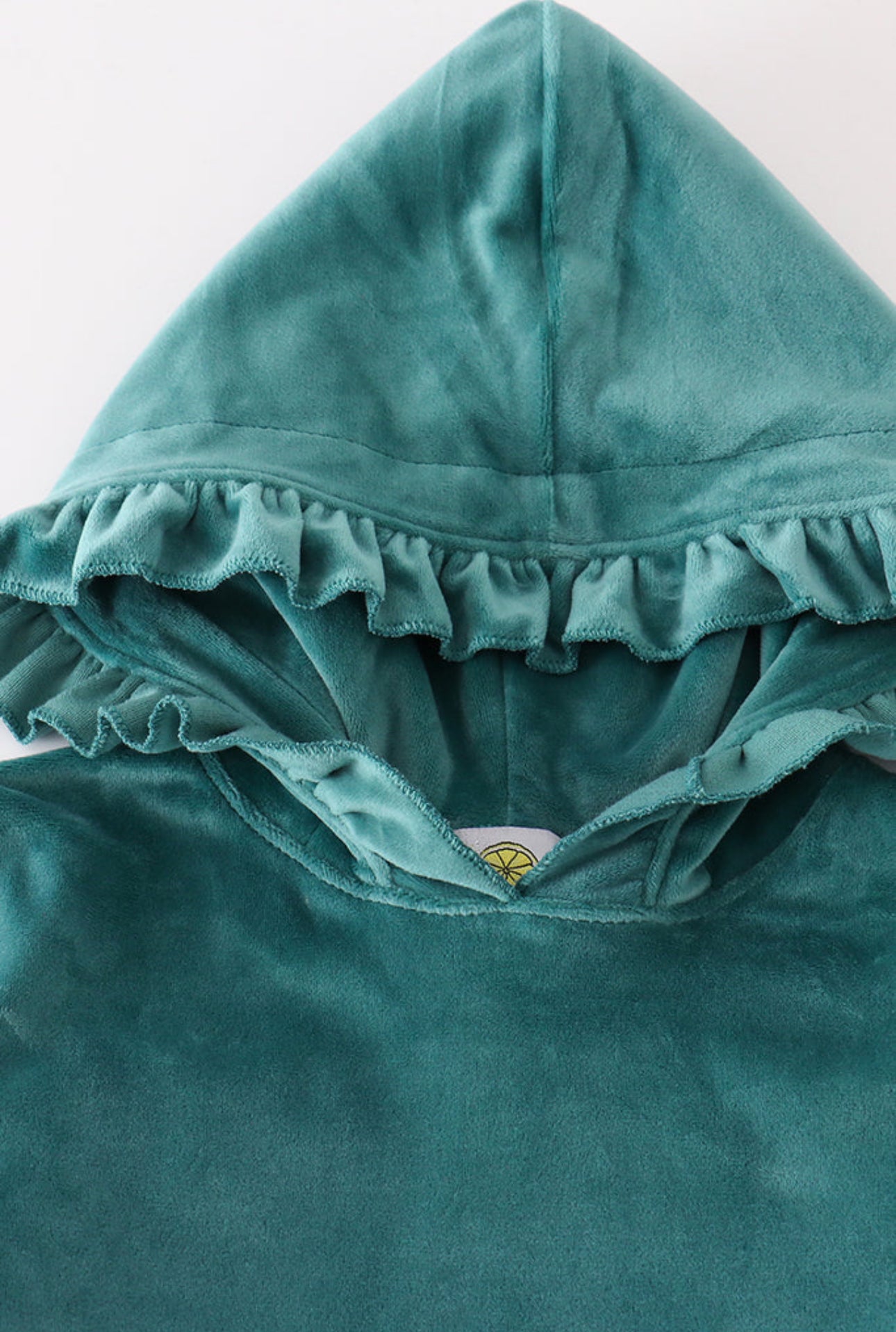 Teal Velvet Ruffle Hoodie Jogger Set