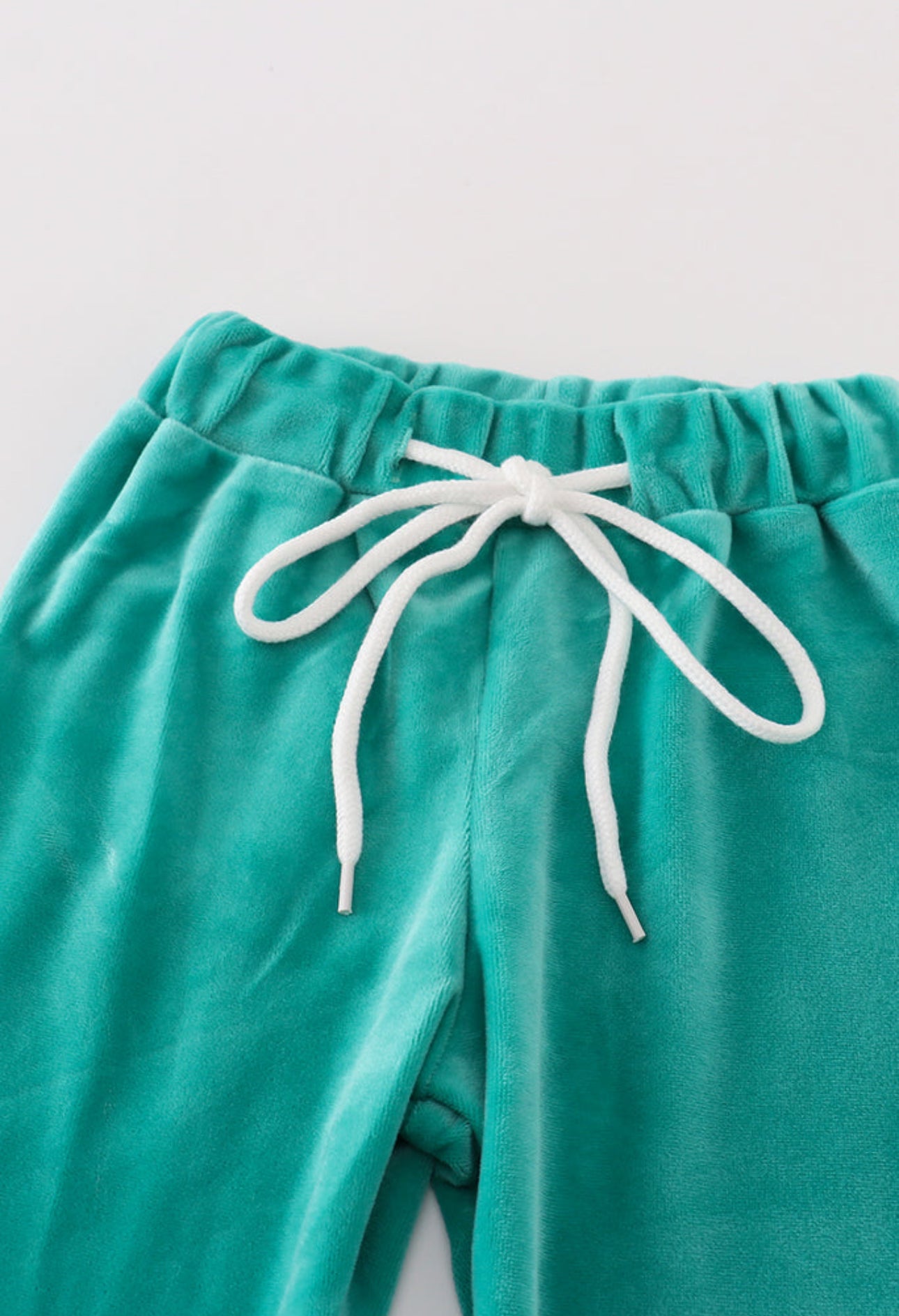 Turquoise Velvet Ruffle Hoodie Jogger Set