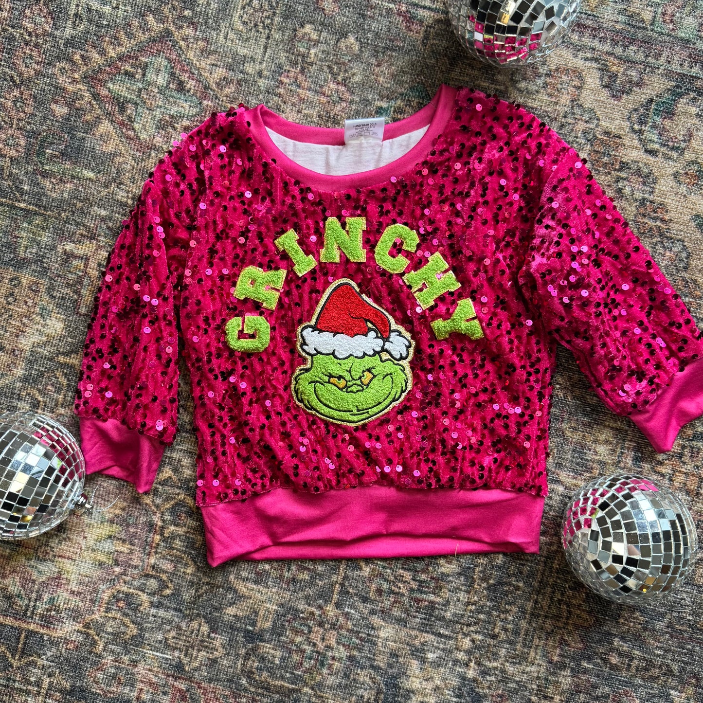 Grinchy Hot Pink Sequin Crewneck