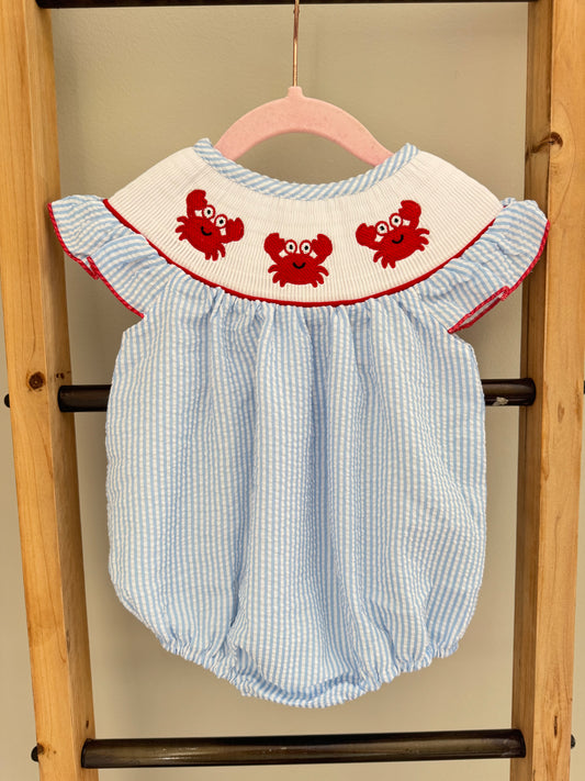 Crab Smocked Bubble Romper